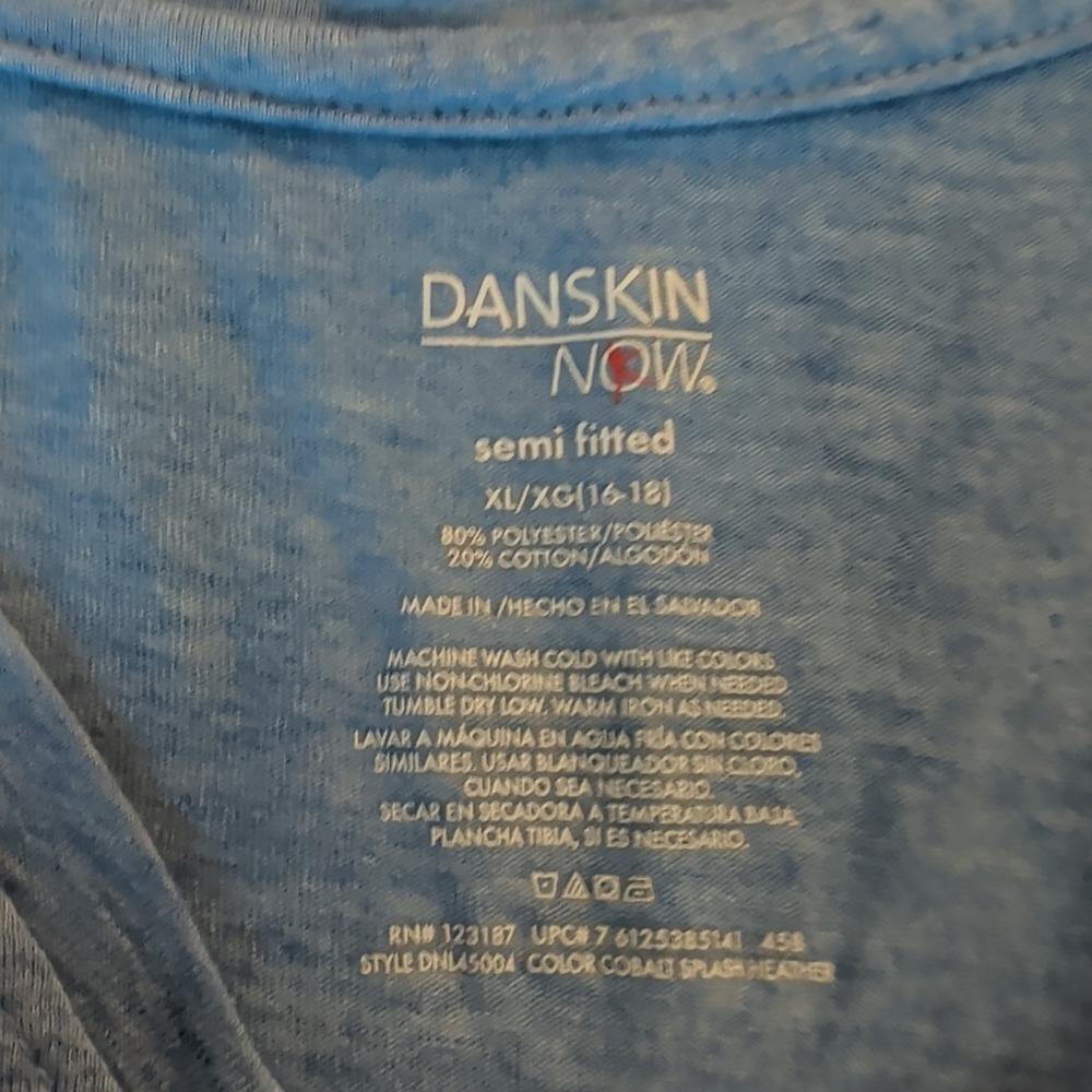Danskin Women's Electric Blue Crewneck T-Shirt Size XL Long Sleeves - Picture 3 of 3